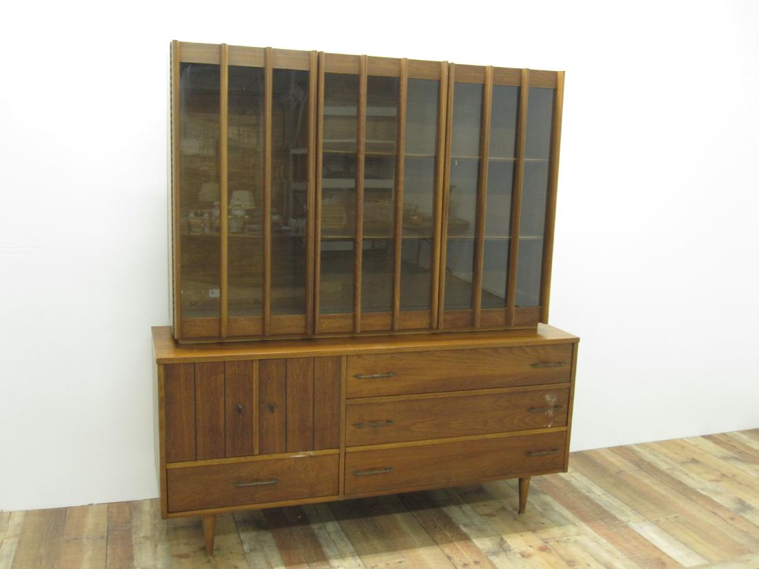 MID CENTURY MODERN: MCM two piece breakfront