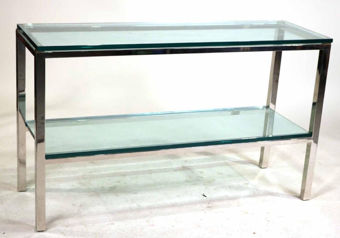 MODERN CHROME AND GLASS CONSOLE TABLE (1 of 5)