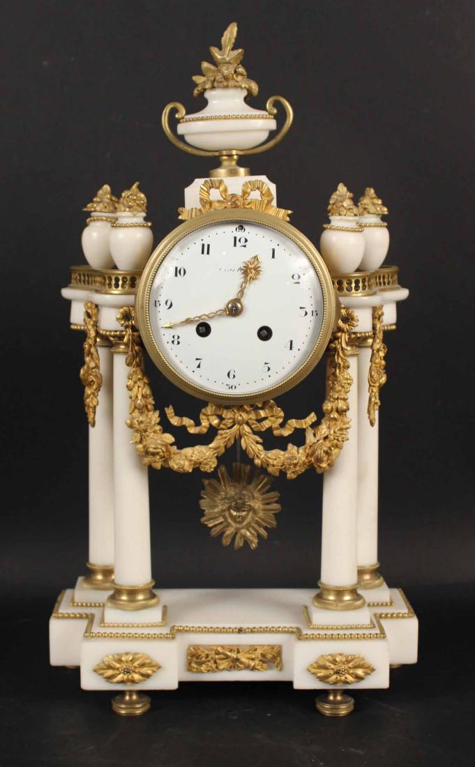 Louis XVI Style Marble Mantle Clock (1 of 10)