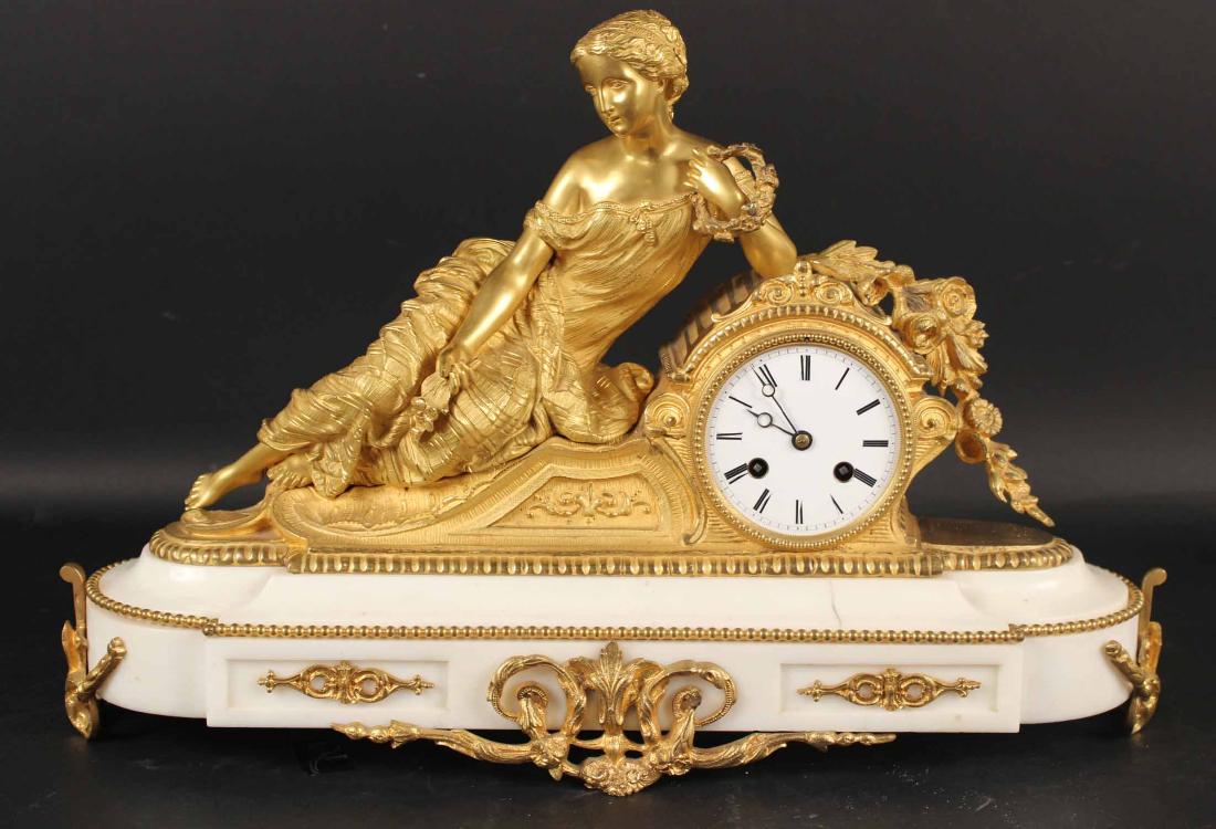 Louis XVI Style Marble Mantle Clock (1 of 8)