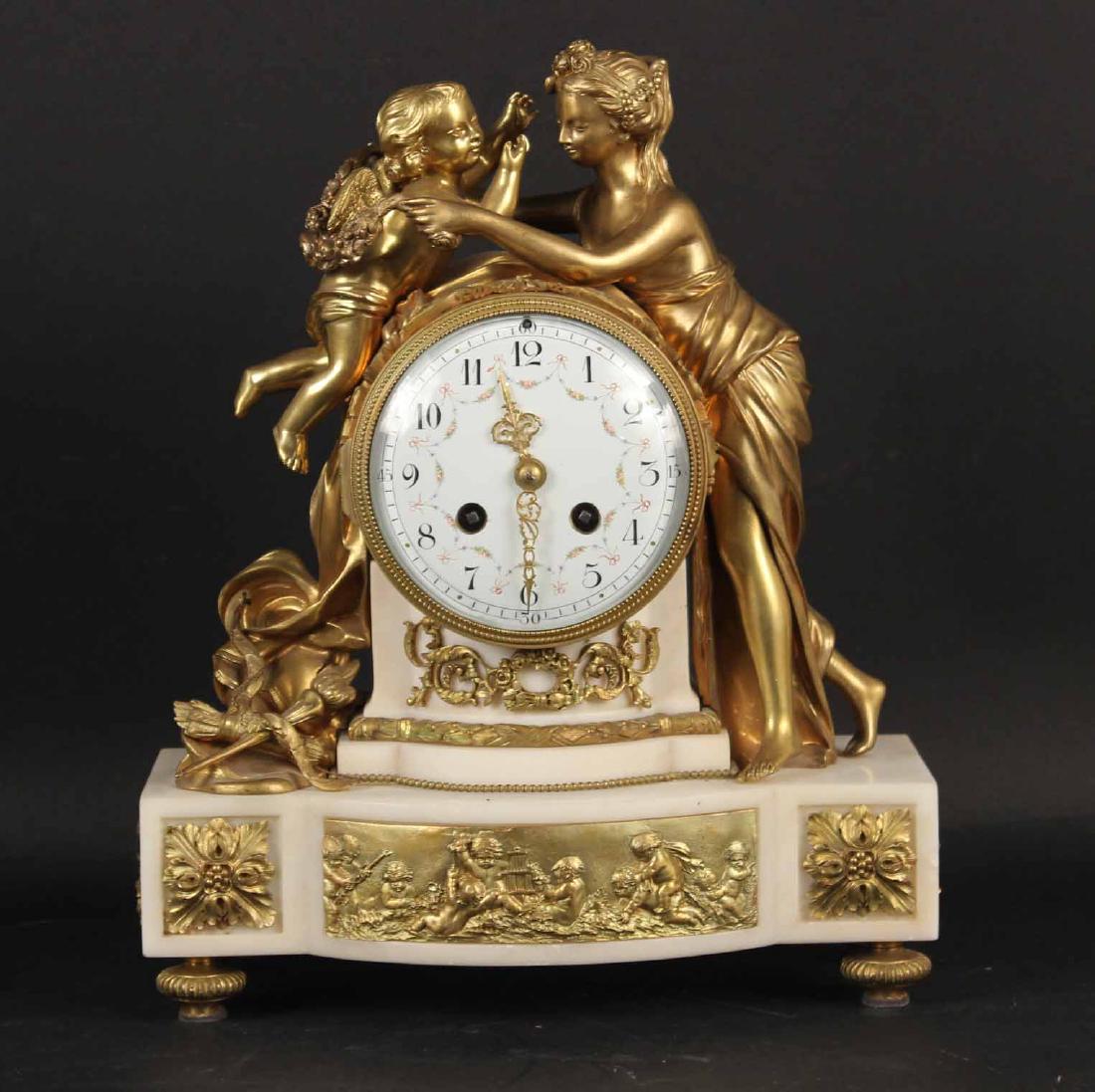 Louis XVI Marble Figural Mantle Clock (1 of 9)