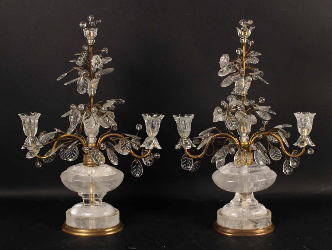 Pair of Rock Crystal&Gilt Metal 2- Arm Candelabra (1 of 8)