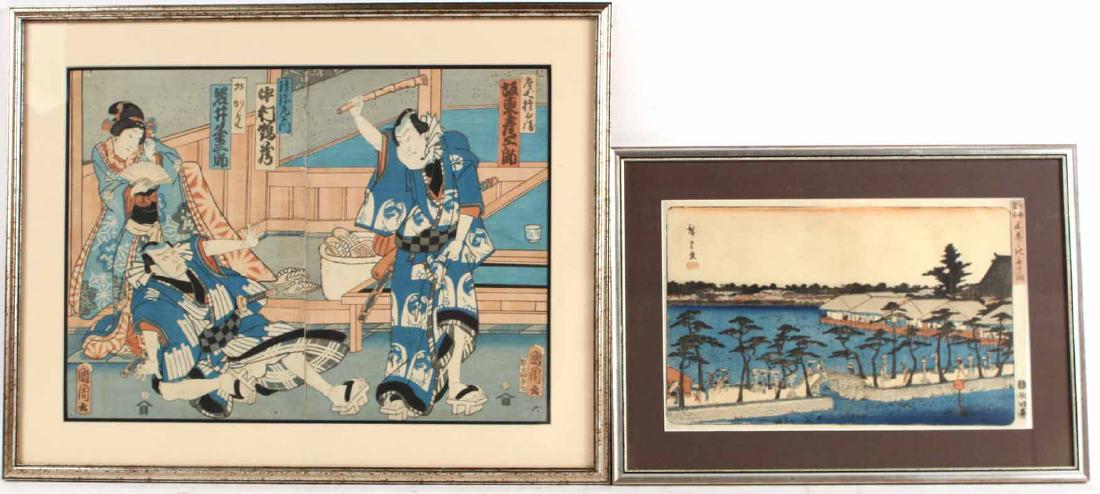 Two Japanese Wood Block Prints (1 of 8)