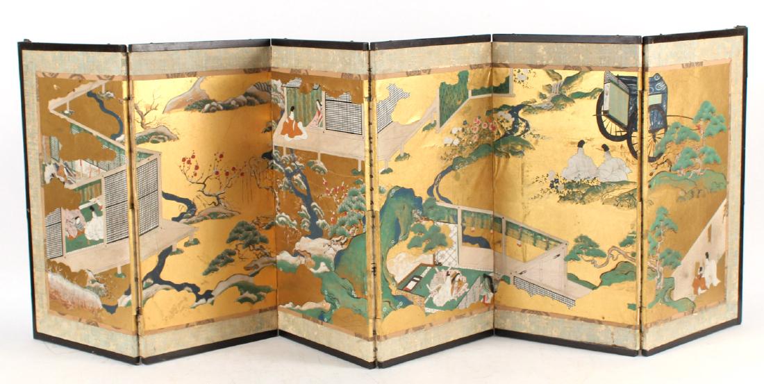 Japanese Six Panel Table Top Screen (1 of 6)