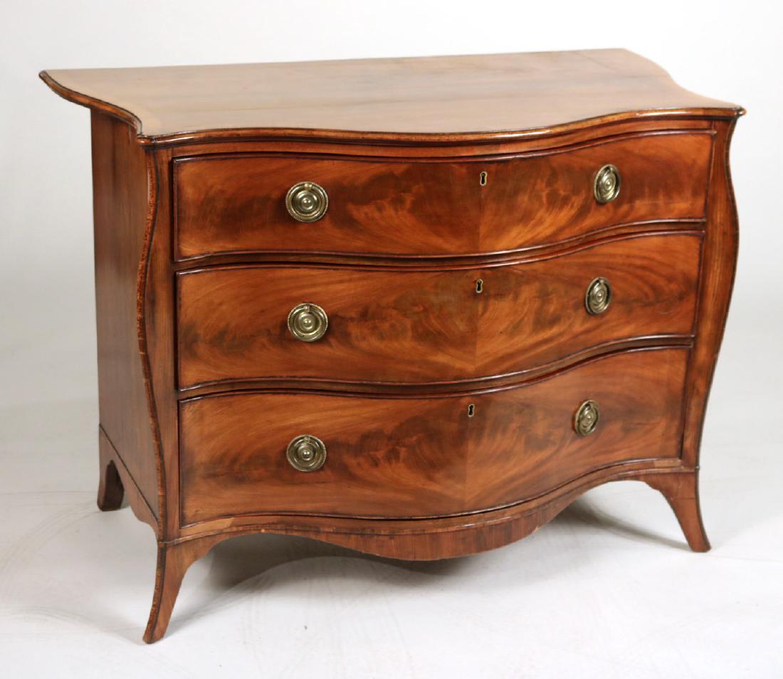 George III Mahogany Serpentine Bombe Commode (1 of 10)