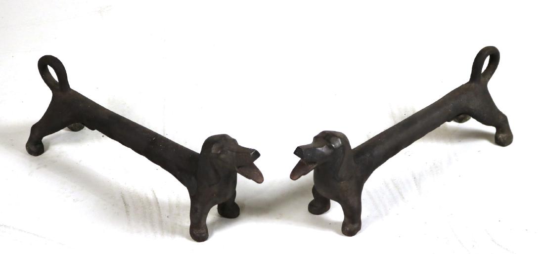 Pair of Cast-Iron Dachshund-Form Fire Dogs (1 of 4)