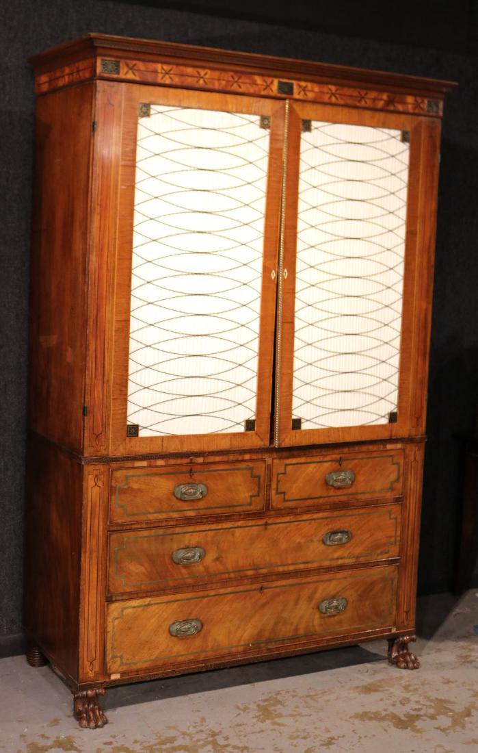 Regency Brass Inlaid Mahogany Linen Press (1 of 10)