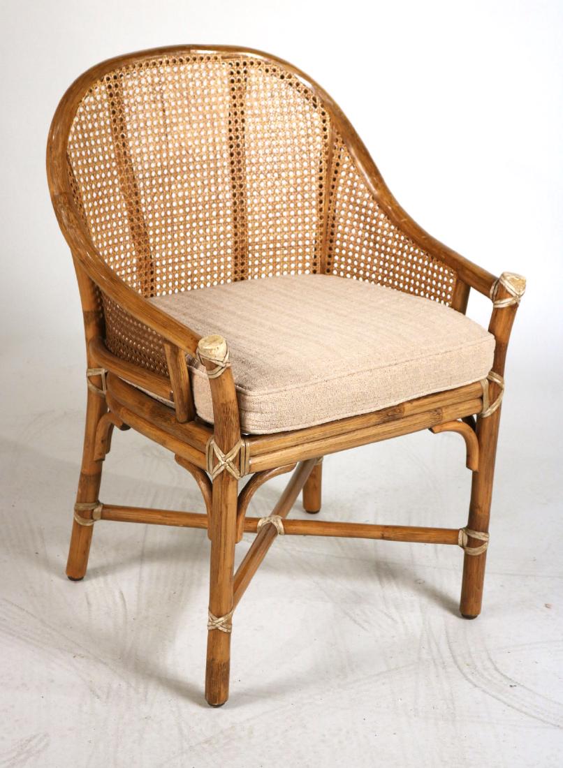 Rattan and Caned Back Armchair: 20th C. 33-1/4"h x 23"w