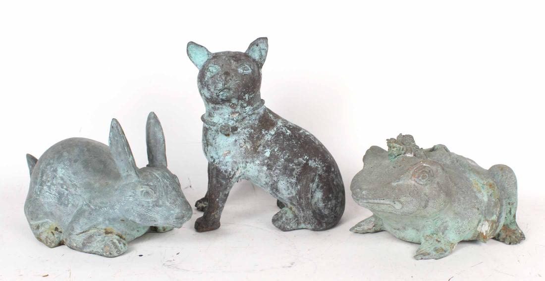 Three Patinated Metal Garden Statuary Animals (1 of 7)