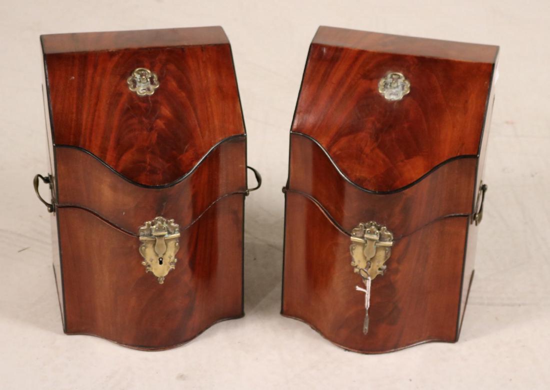Pair of George III Mahogany Knife Boxes (1 of 7)