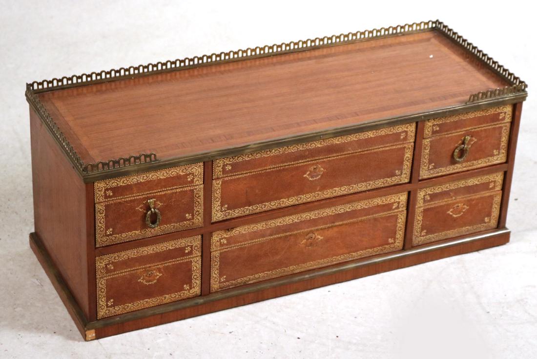Louis XVI Style Inlaid Walnut Cartonnier: French, late 19th/20th C., lacking base. 10-3/4"h x 27"w x 10-1/4"d
