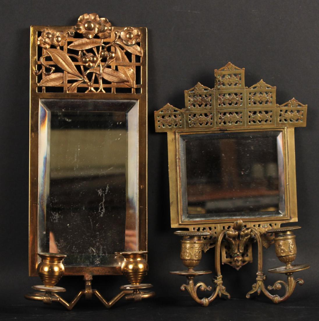 Two Brass Aesthetic Movement Mirrored Sconces (1 of 10)
