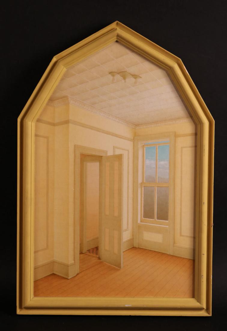 Oil on Canvas on Board, Thomas Dillon: Titled "Miraculously Spared." Sight size: 21"h x 13-1/4"w