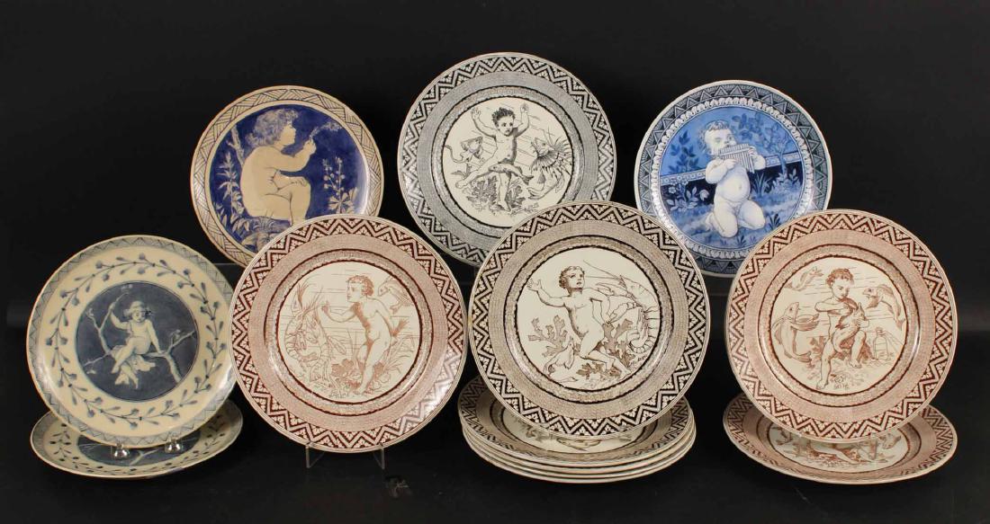 Nine Wedgwood Transfer Decorated Porcelain Plates (1 of 8)