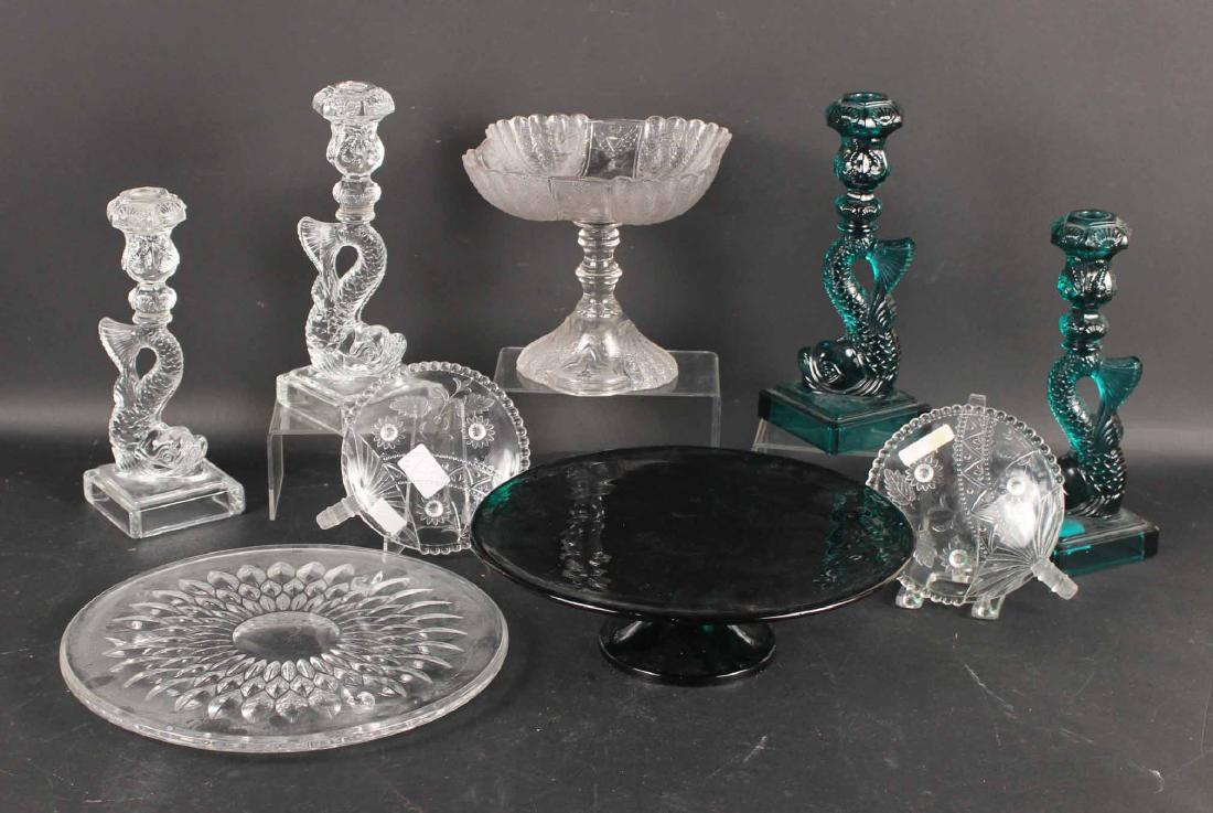 Two Pairs of Dolphin Form Glass Candlesticks (1 of 8)