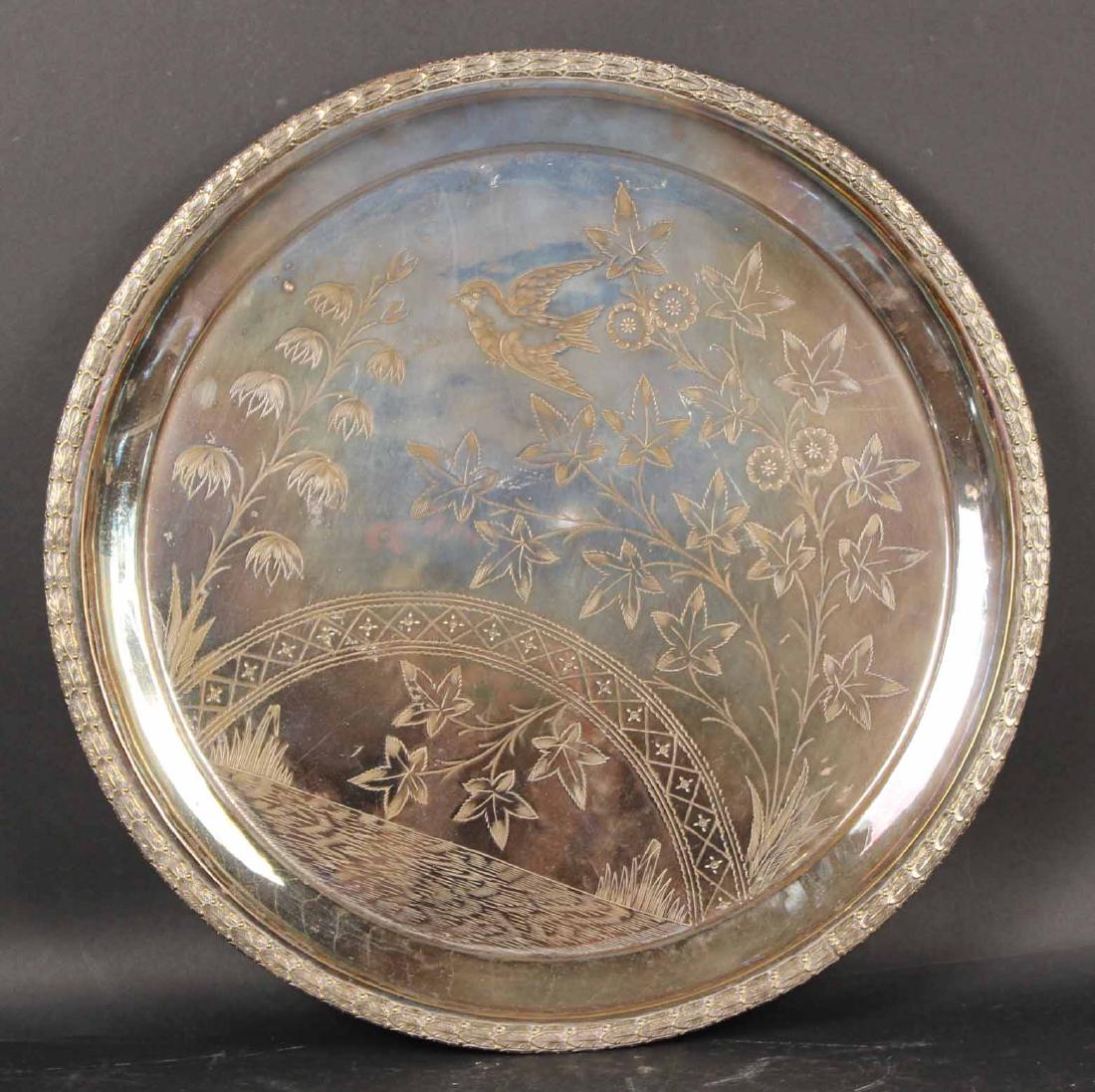 English Aesthetic Movement Circular Footed Tray (1 of 7)