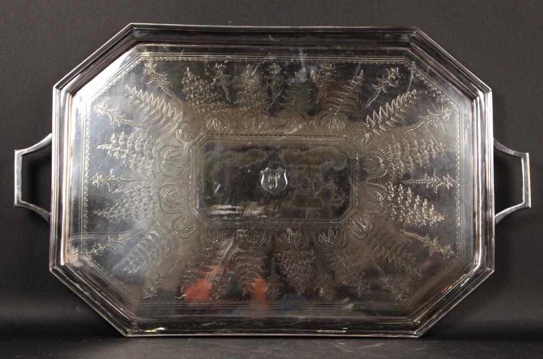 HB HS Silver Plated Double Handled Tea Tray (1 of 5)