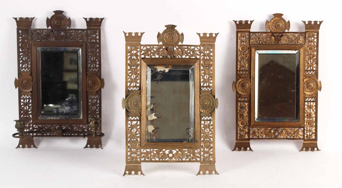 Three Patinated Metal Framed Mirror Plates (1 of 10)