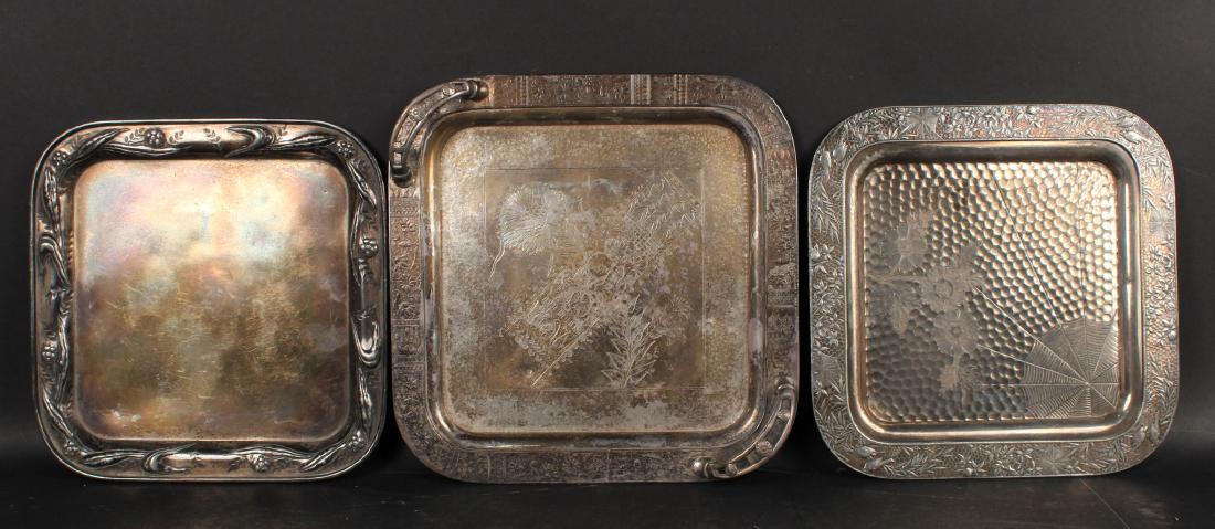 Three Aesthetic Movement Square Trays (1 of 6)