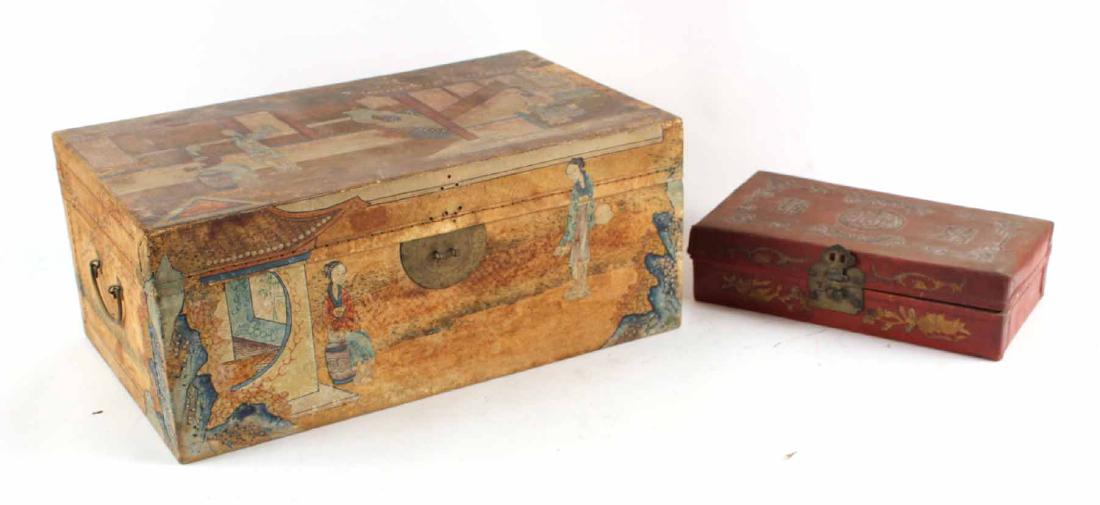 Two Distressed Chinese Leather Boxes (1 of 7)