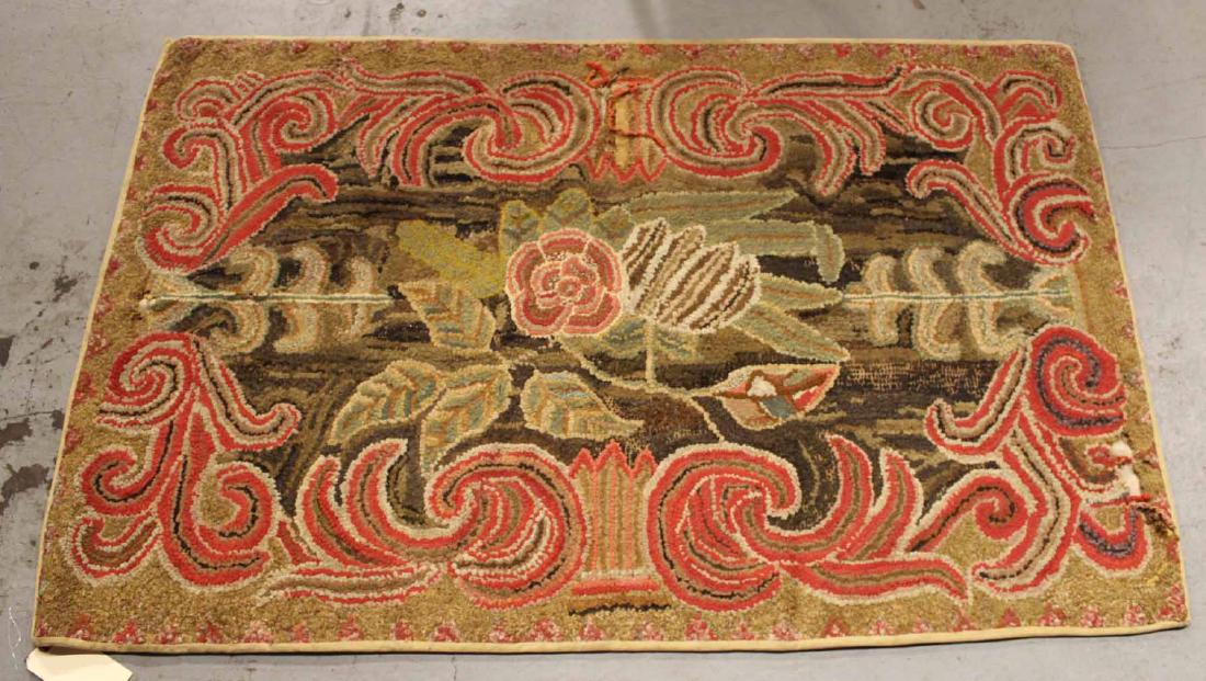 Red Foliate Bordered Hook Rug (1 of 6)