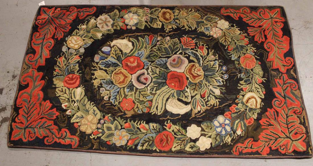 Large Black and Red Hooked Rug (1 of 6)