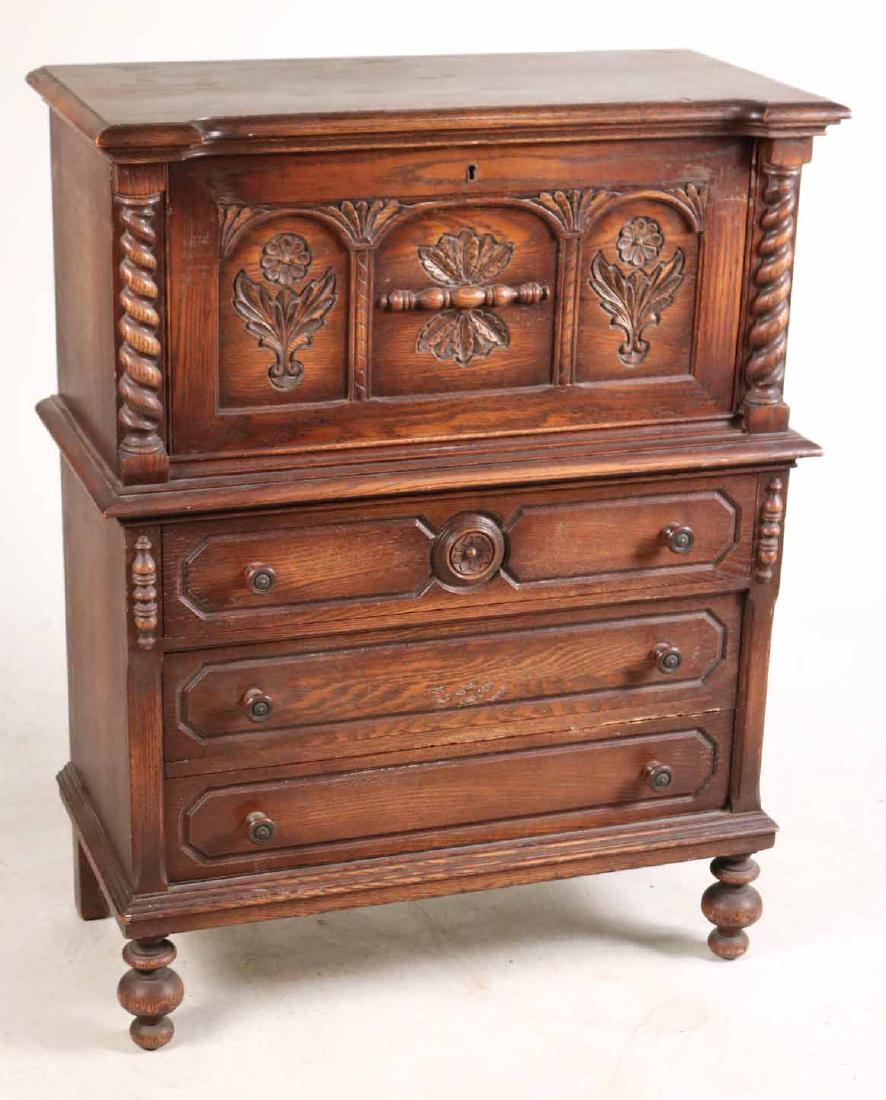 Jacobean Style Oak Chest of Drawers (1 of 9)