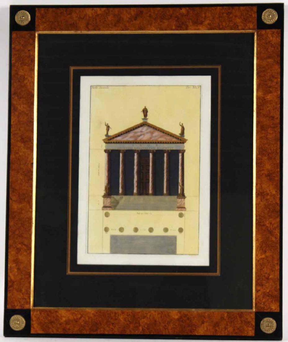Neoclassical Architectural Hand Colored Engraving (1 of 5)