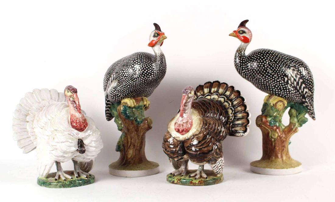 Pair of Italian Ceramic Guinea Fowl Birds (1 of 10)