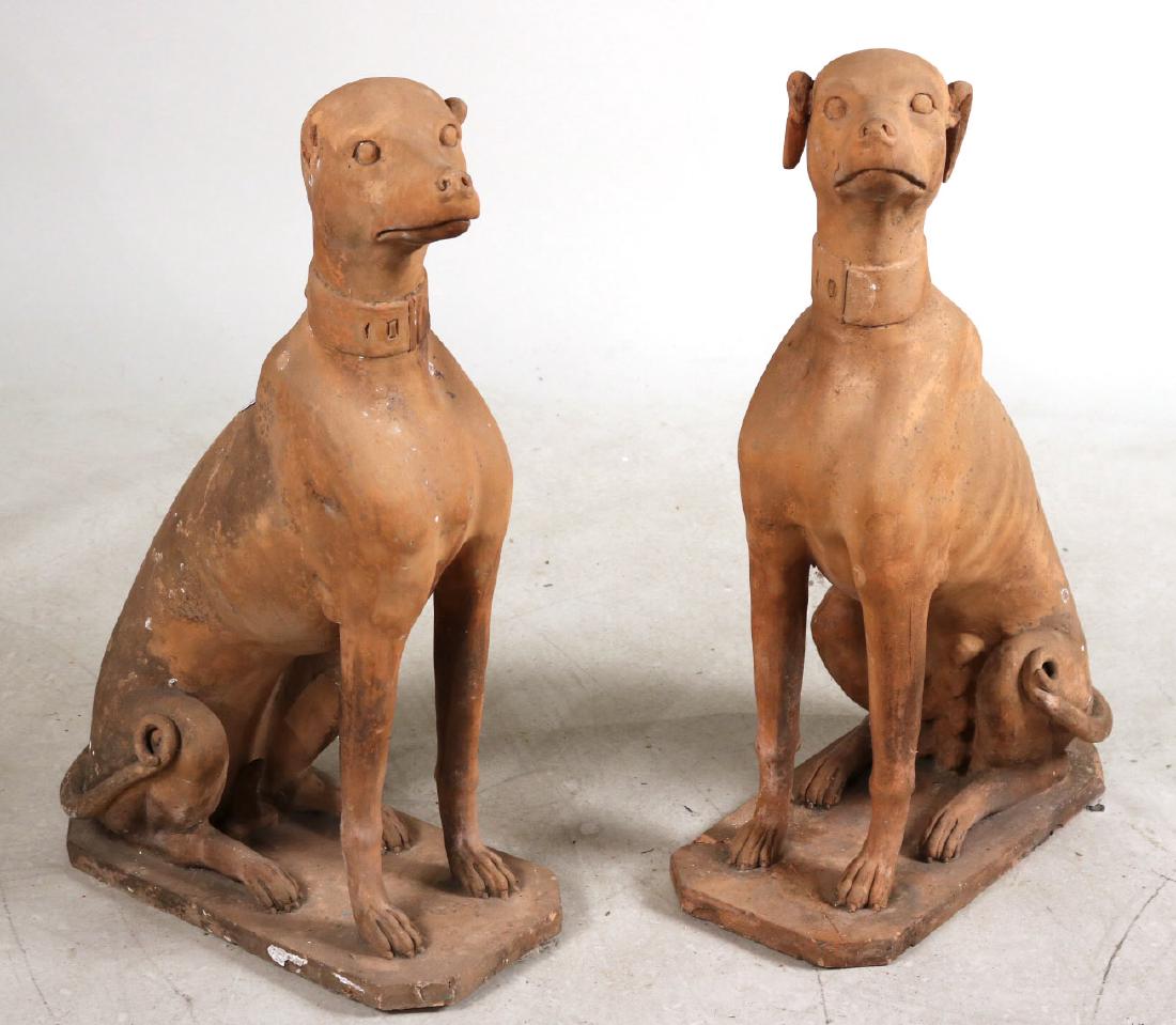Pair of Terracotta Figures of Seated Dogs (1 of 9)