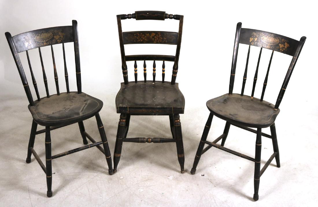 Three Stencil-Decorated Ebonized Fancy Chairs (1 of 8)