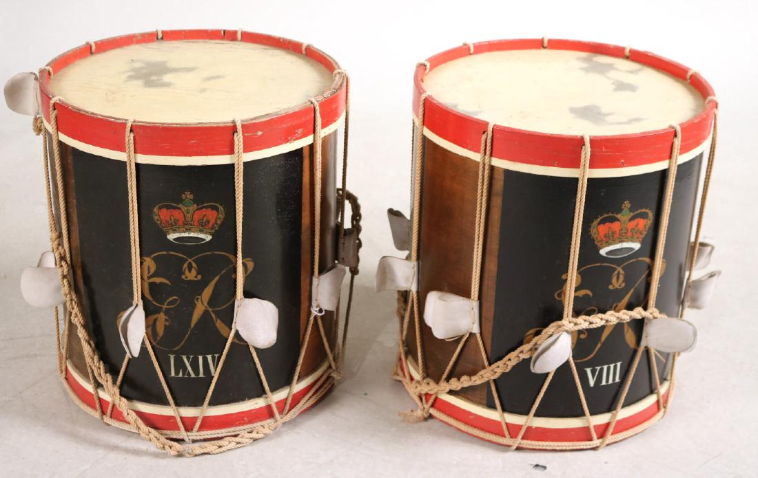 Pair of Reproduction British Military Drums (1 of 5)