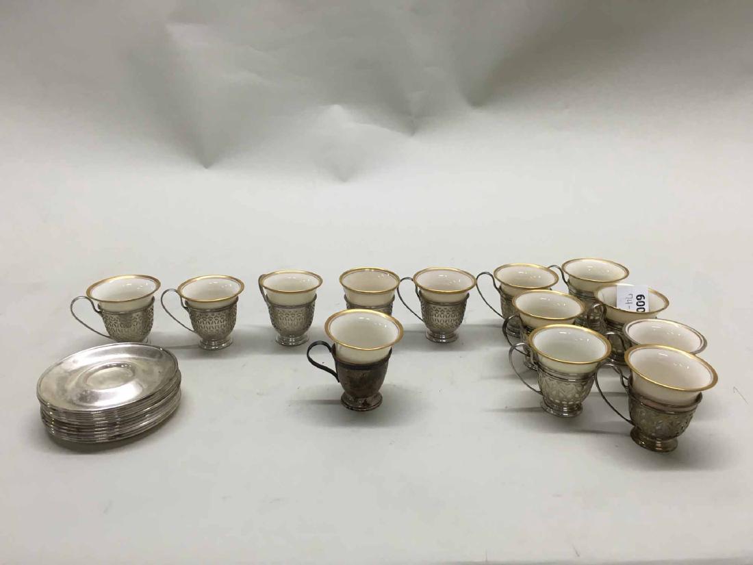 STERLING SILVER DEMI-TASSE CUPS AND SAUCERS (1 of 4)