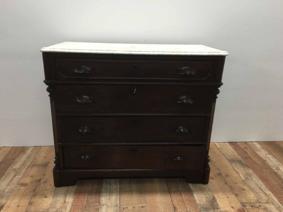 VICTORIAN MARBLE TOP CHEST OF DRAWERS (1 of 4)