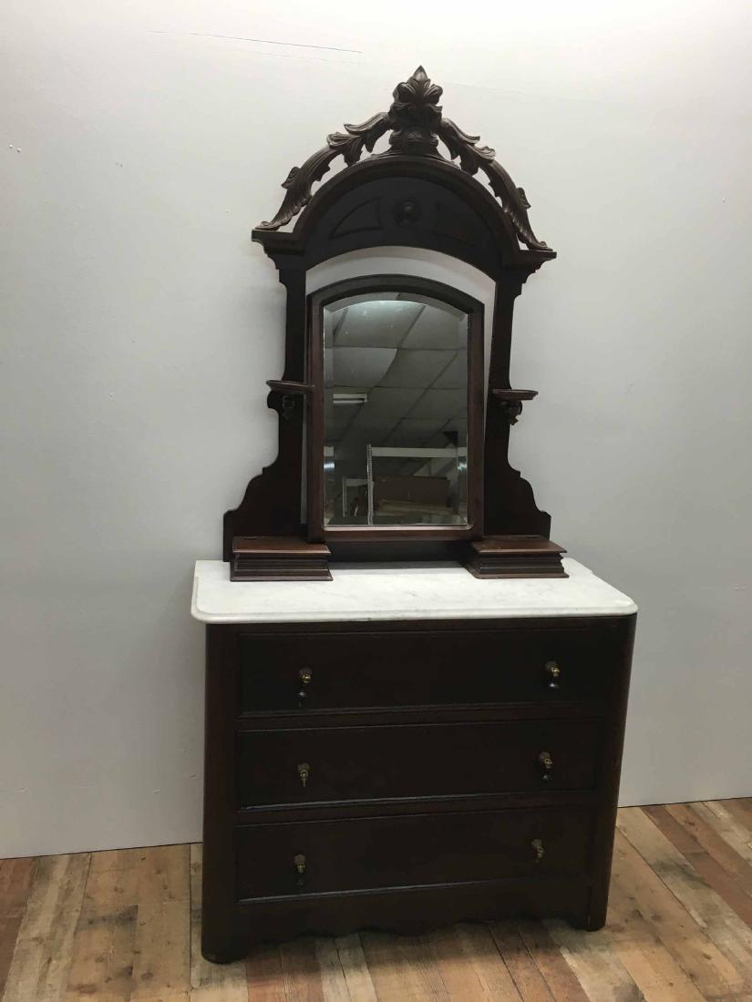 VICTORIAN MARBLE TOP VANITY DRESSER (1 of 3)