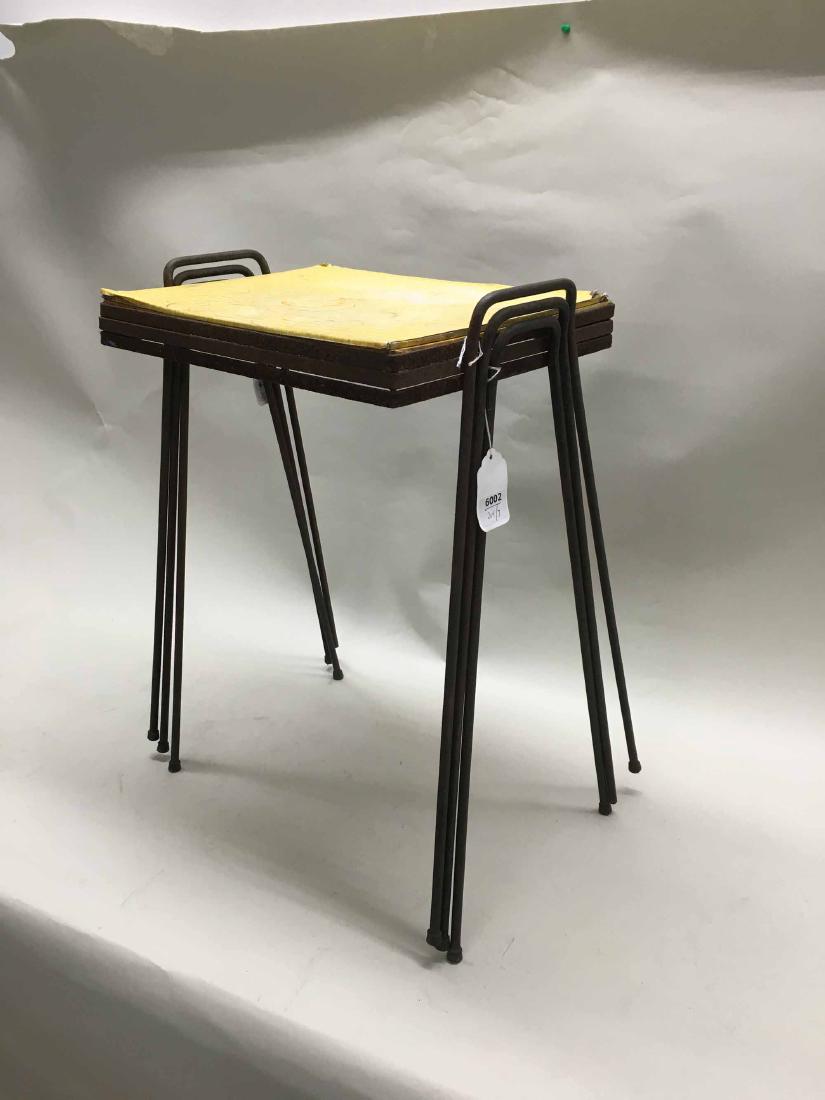 THREE METAL STACKING PATIO TABLES (1 of 3)