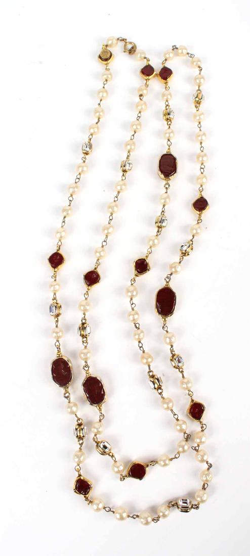 Chanel Pearl Red Glass & Crystal Rope Necklace (1 of 7)