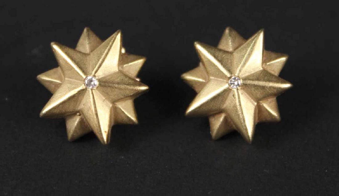 Pair of 14K Yellow Gold Star Form Earrings (1 of 4)