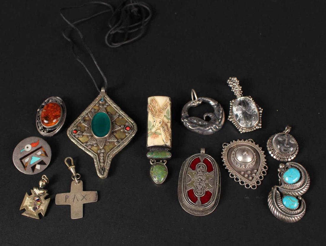Group of Silver Pins and Pendants (1 of 5)