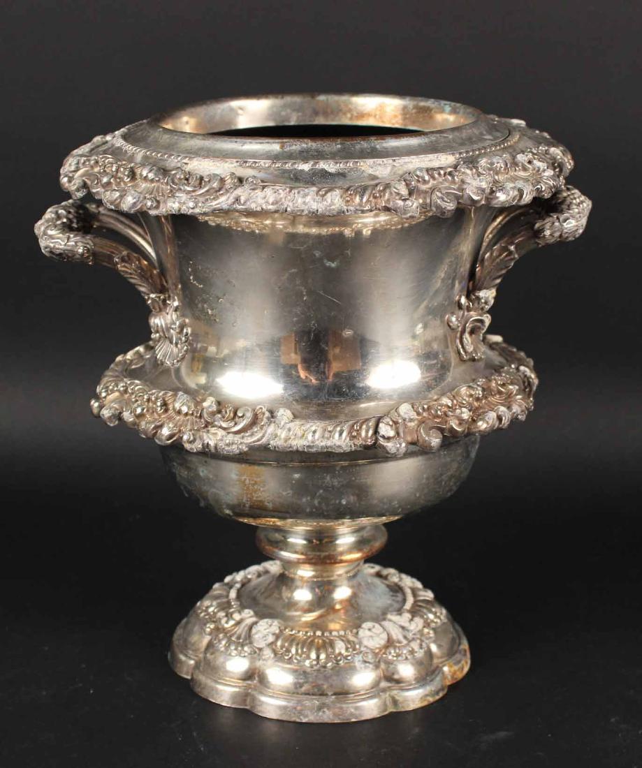 Silver Plate Baroque Style Champagne Cooler: 10 3/4"h