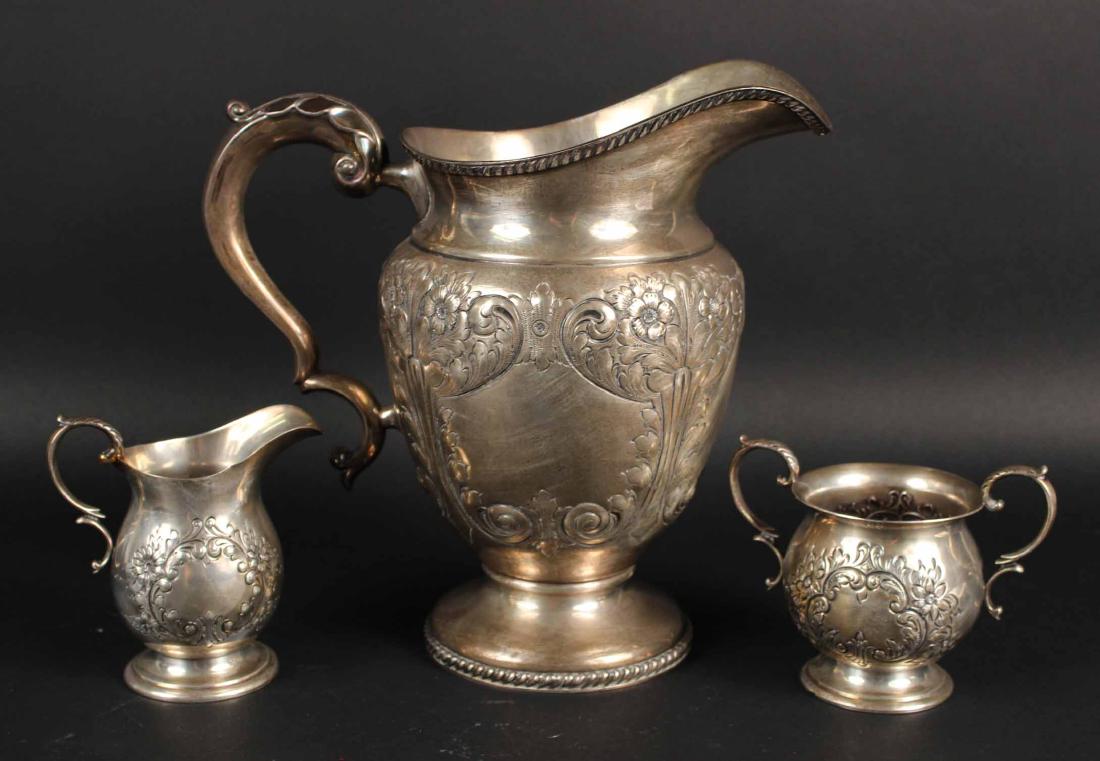 Sterling Silver Hand Chased Water Pitcher (1 of 6)