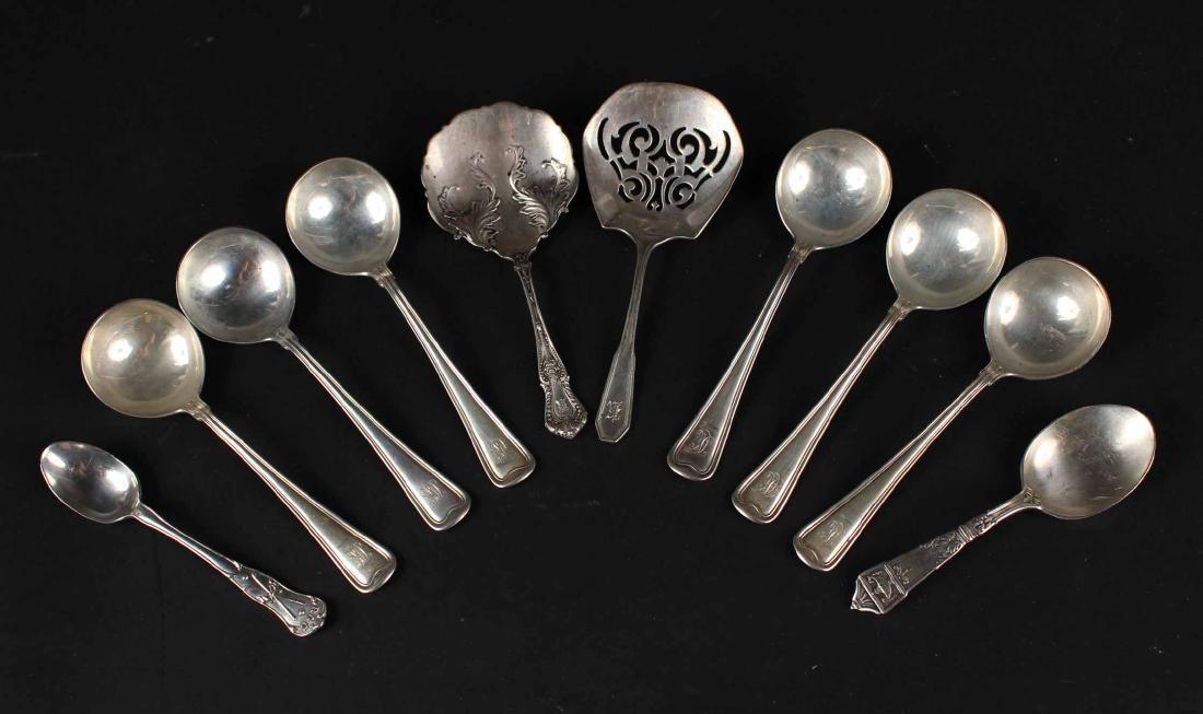 Six Gorham Sterling "Threaded" Pattern Spoons (1 of 6)