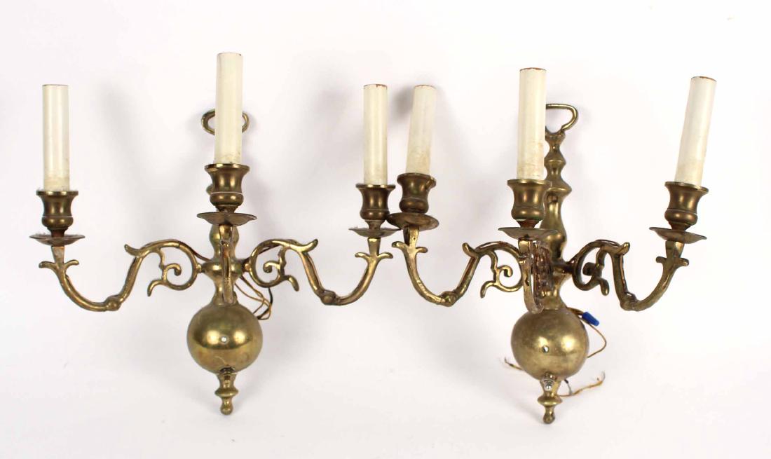 Pair of George III Style Brass Wall Sconces (1 of 5)