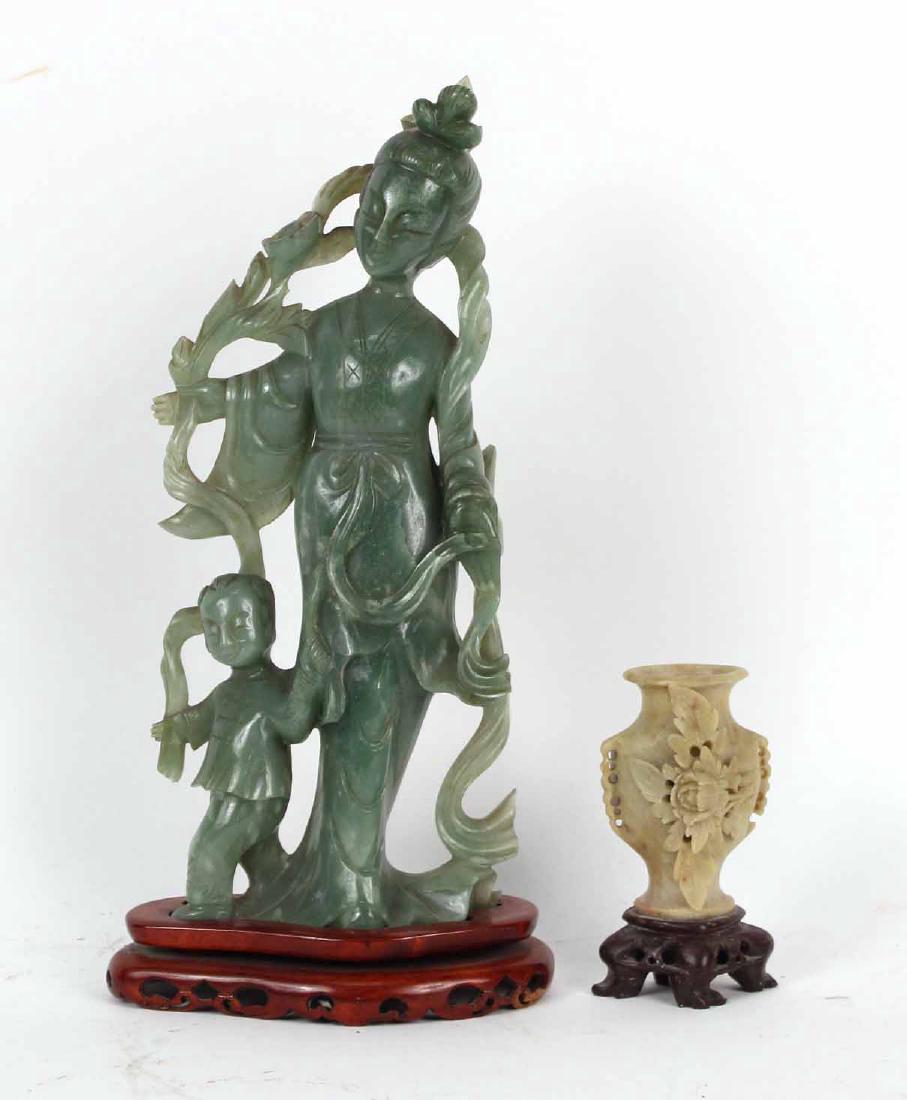 Chinese Green Hard Stone Bodhisattvas (1 of 8)