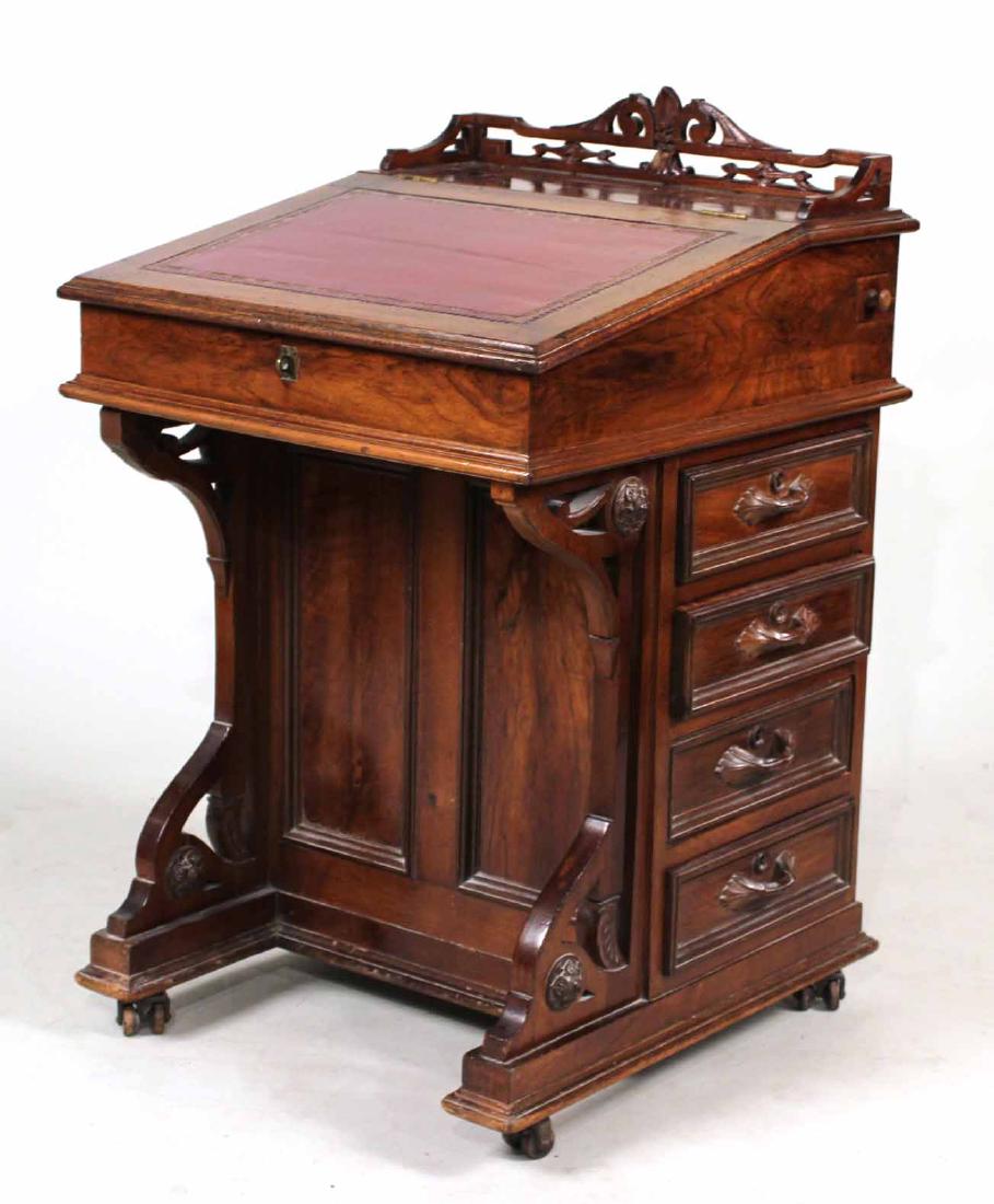 Victorian Walnut Sloped Lid Davenport Desk (1 of 8)
