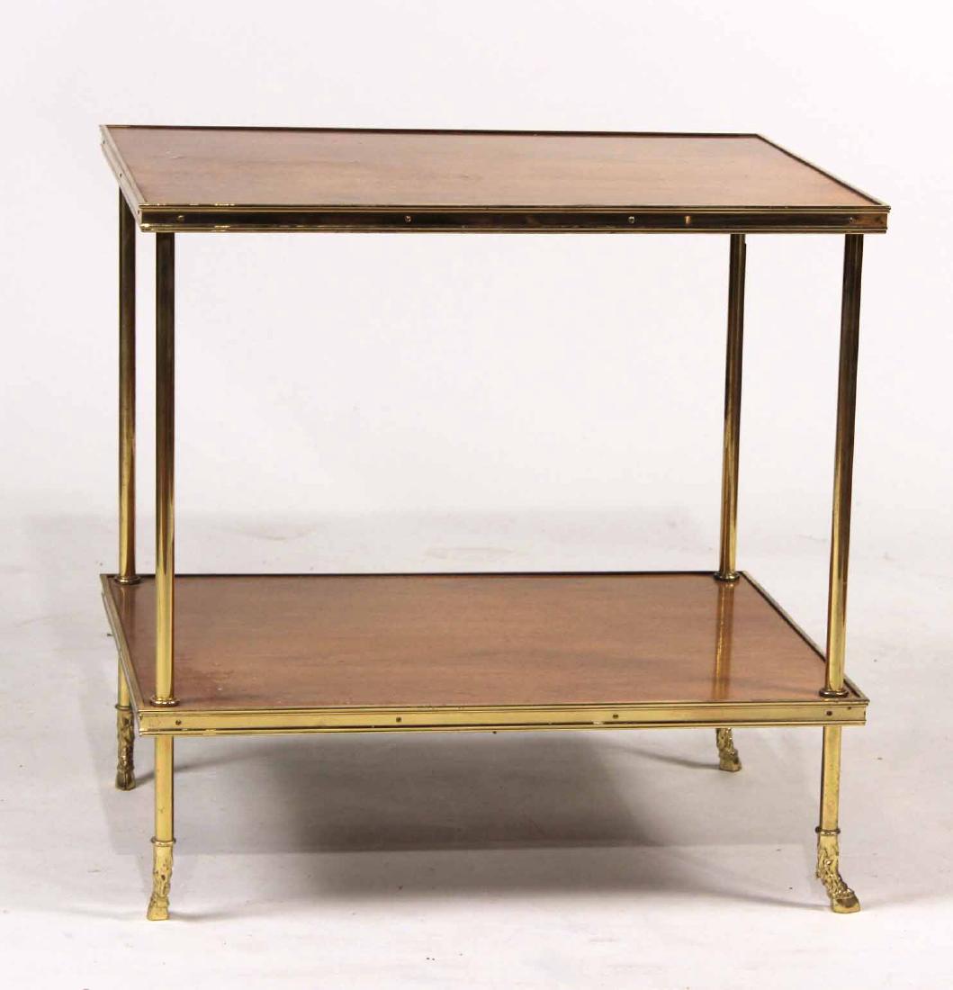 Neoclassical Style Brass&Wood Two Tier Side Table (1 of 6)