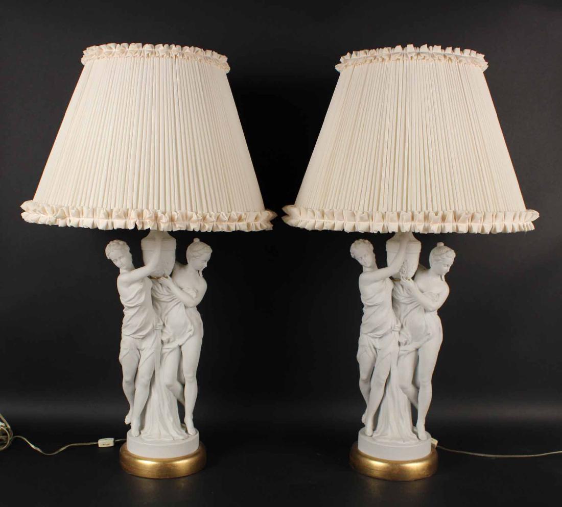 Pair of Figural White Ceramic Table Lamps (1 of 6)
