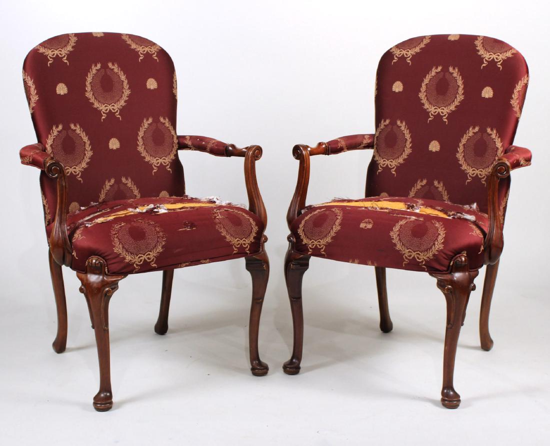 Pair of Georgian Style Upholstered Library Chairs (1 of 7)