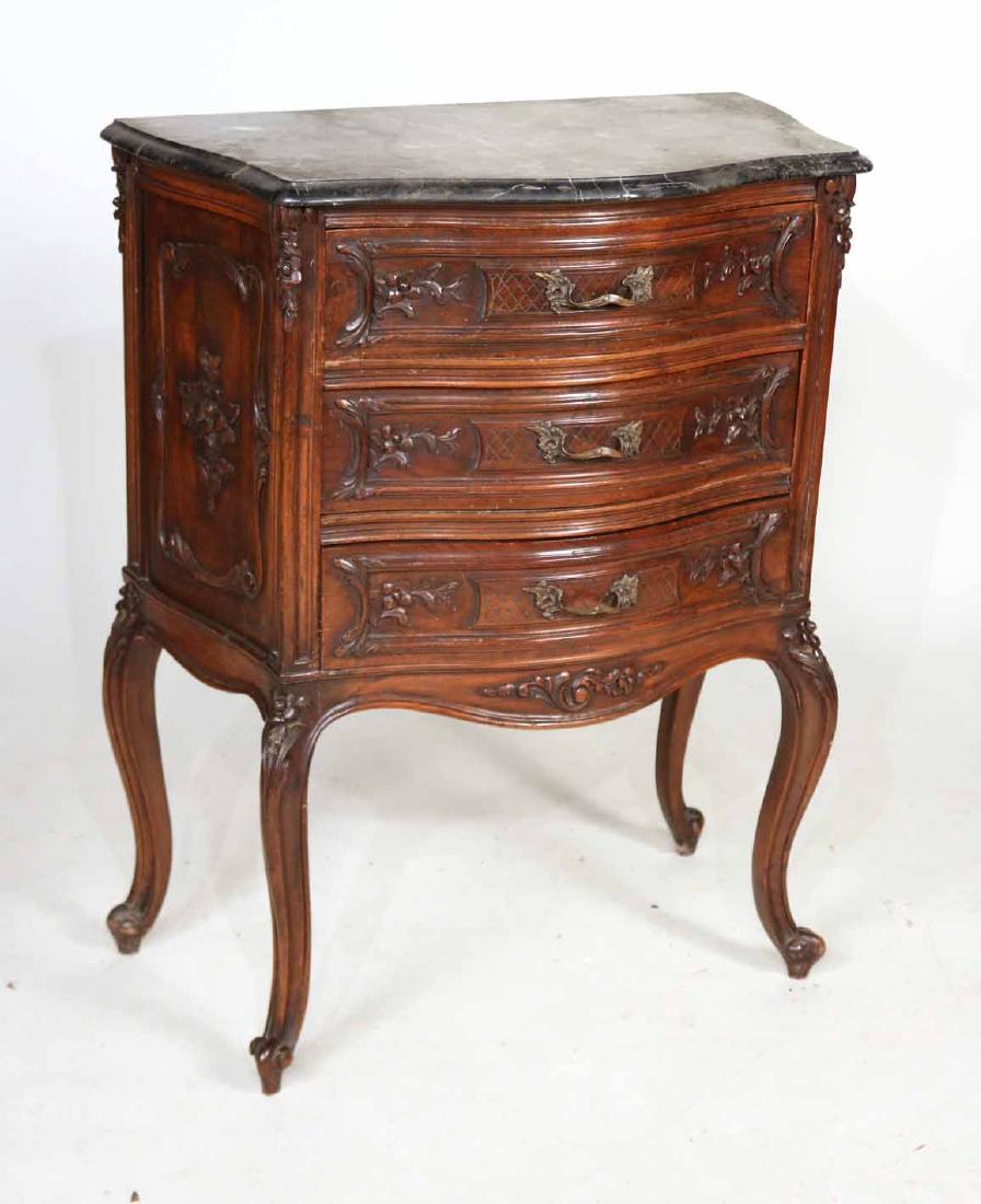 Rococo Style Carved Walnut Marble-Top Cabinet (1 of 8)