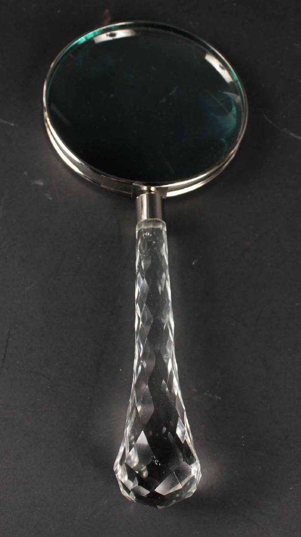 Large Cut Glass Magnifying Glass: 14"l